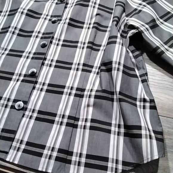 Westbound Woman 24W Blouse Wide Half Sleeve Black White - Picture 6 of 9